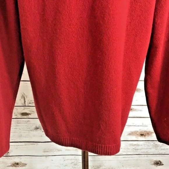 CHARTER CLUB Women Long Sleeve Lambswool Pullover V-Neck Red Sweater Size Medium - Picture 8 of 12